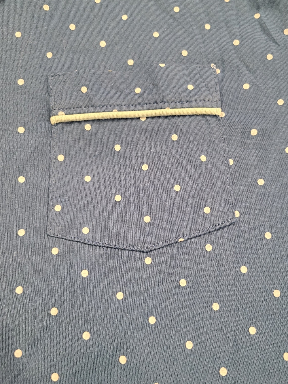 Women's Blue Polka Dot Pajama Set with Contrast Piping - Picture 7 of 8
